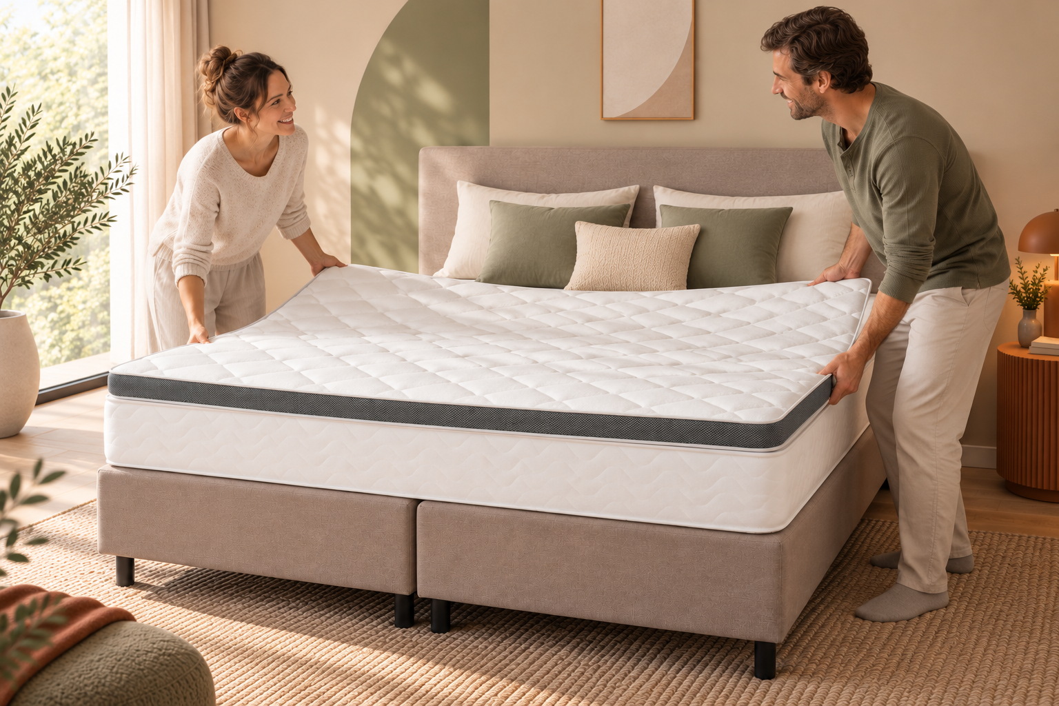Cloudtemp topper wordt op een matras geplaatst